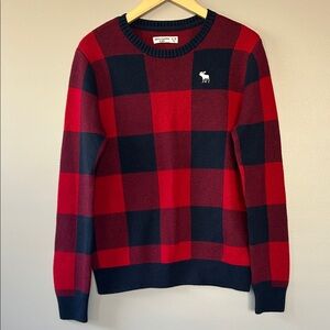 Abercrombie & Fitch Kids Buffalo Plaid Sweater Size 15/16 XL/XXL Red Navy Blue